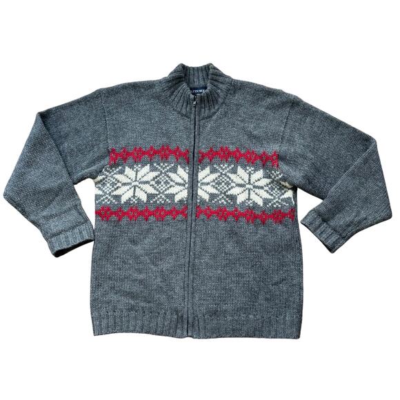 VTG Britches Wool Full Zip Cardigan SZ S Snowflake Fairisle Mock Neck Classic - Picture 1 of 7